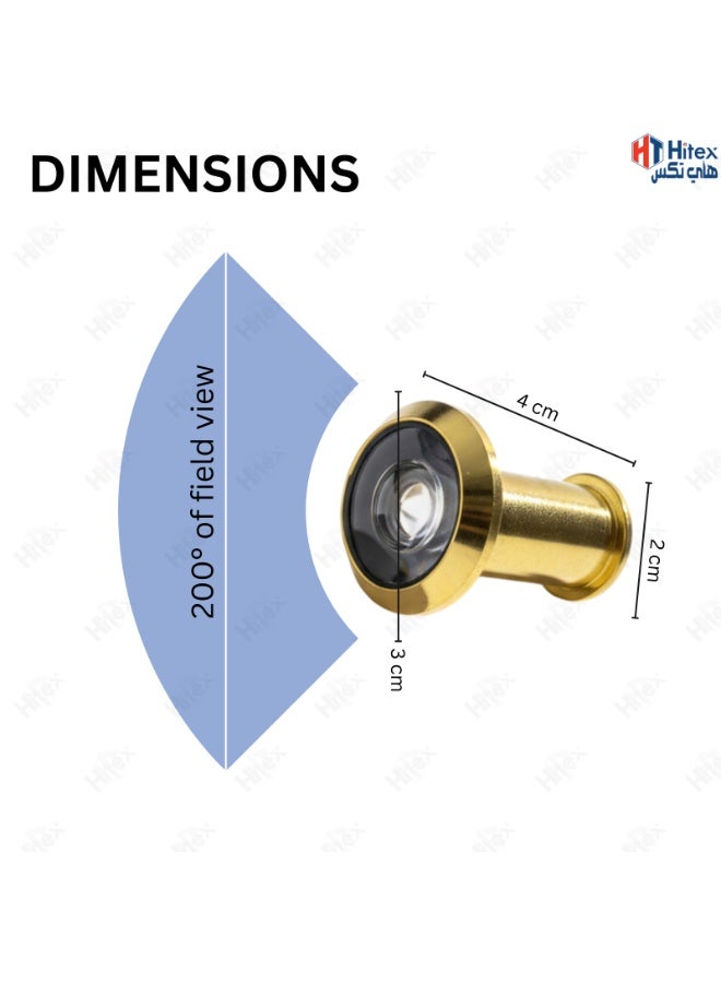 Hitex Door Viewer Peephole – 200° Wide Angle Door Eye | Home Security Door Viewer for Main Door| Anti-Theft Door Peephole for Apartments & Houses (GOLD) - Image 2